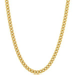 14K Gold Plated Sterling Vermeil 5mm Cuban Link Chain ADORNIA